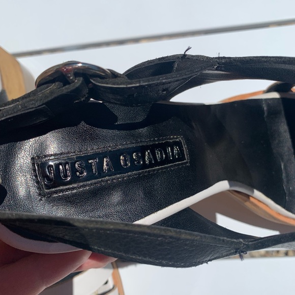 Justa Osadia designer sandals black and white leather size 40 - Picture 12 of 16